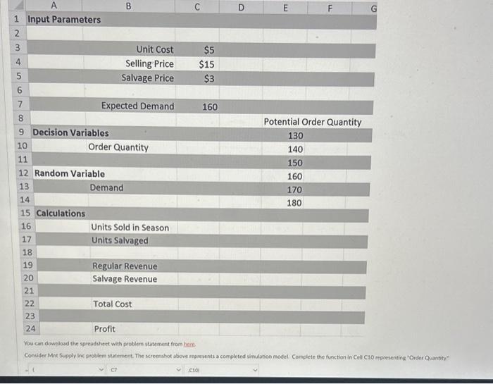  You can download the spreadsheet with problem statement from bere: n