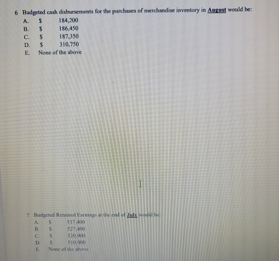 questions using the following information: Buchanan Home Goods purchases merchandise from suppliers