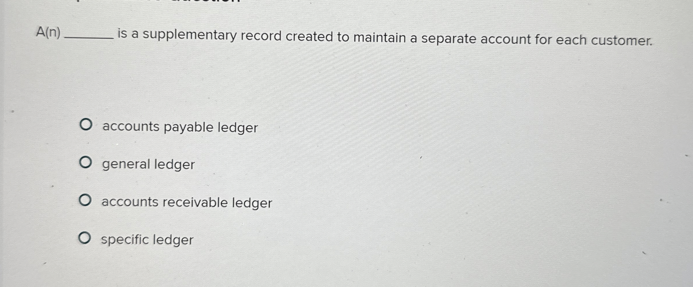  A(n) is a supplementary record created to maintain a separate account
