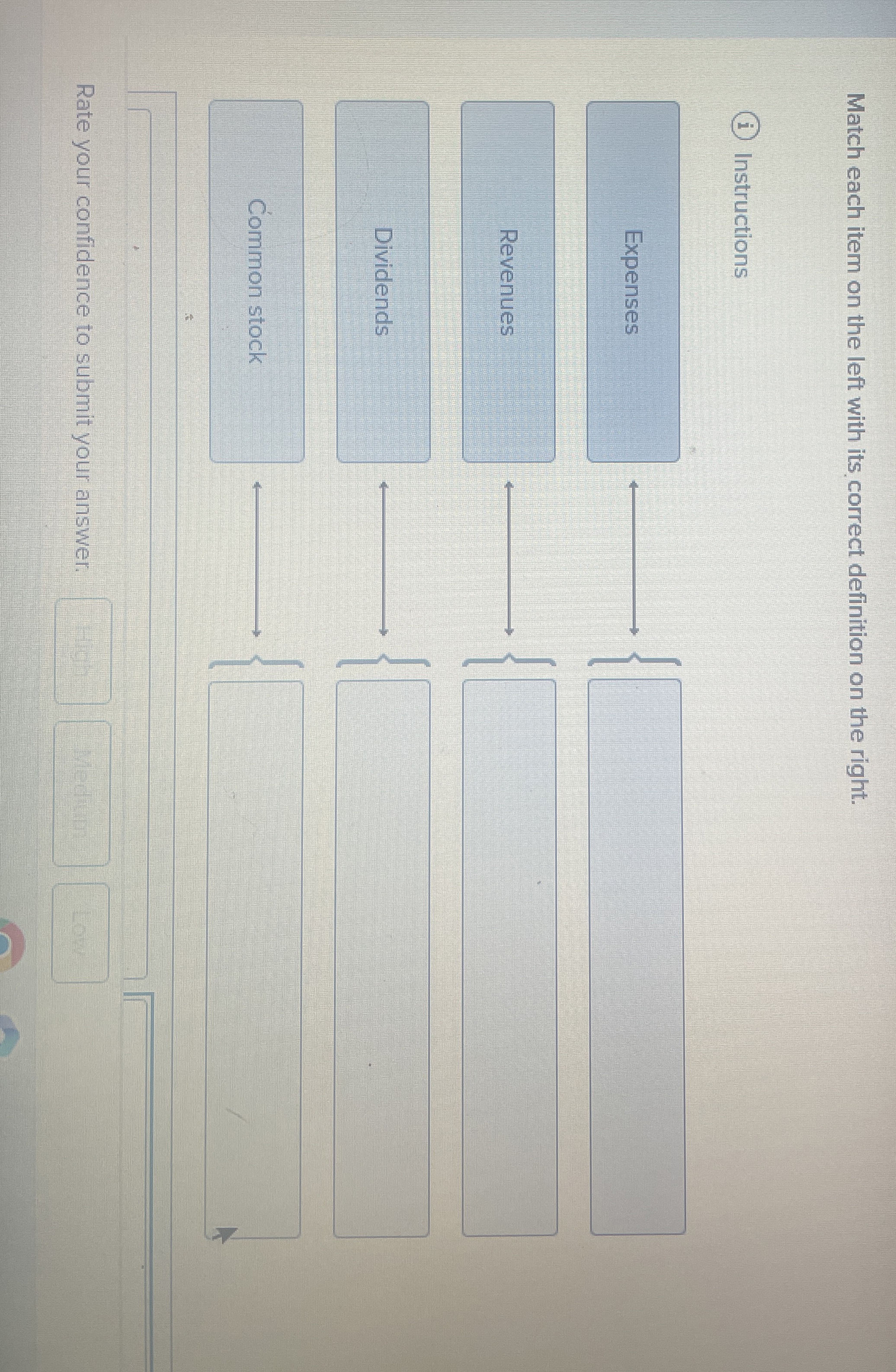  Match each item on the left with its correct definition on