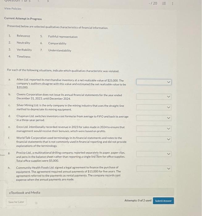  View Policies Current Attempt in Progress Presented below are selected qualitative