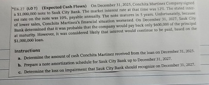  |D6.27(LOT)(Expected Cash Flows) On December 31,2025, Conchita Martinez Company signed a