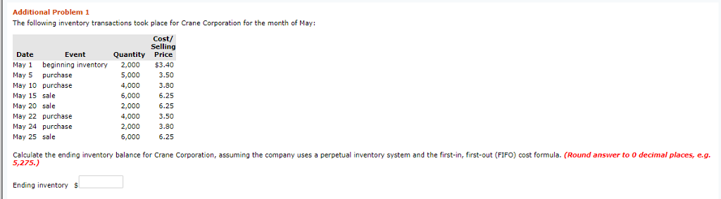  Answer with the detailed solutions, please. Additional Problem 1 The following