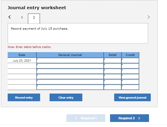 Required Information [The following Information applies to the questions displayed below.) On