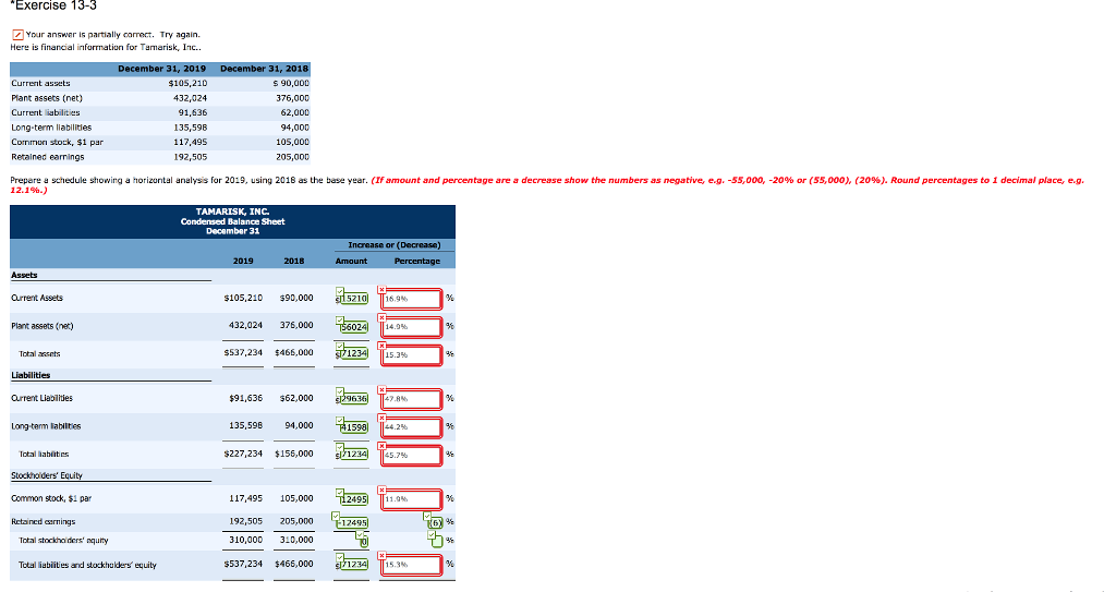  xercise 13-3 Your answer is partially caect. Try again. Here is