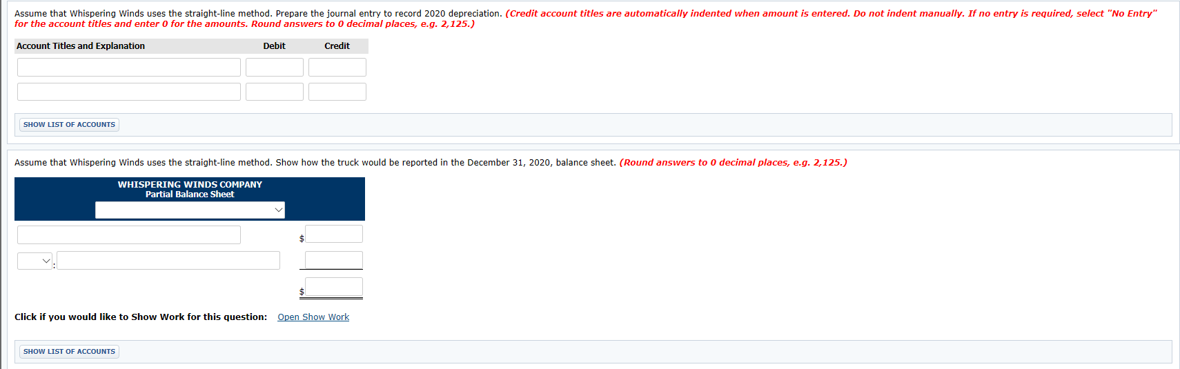 Company purchased a delivery truck for $25,000 on January 1, 2020. The