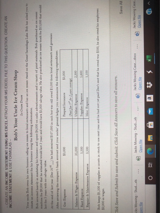  CREATE AN INCOME STATEMENT USING MS EXCEL ATTACH YOUR MS EXCEL