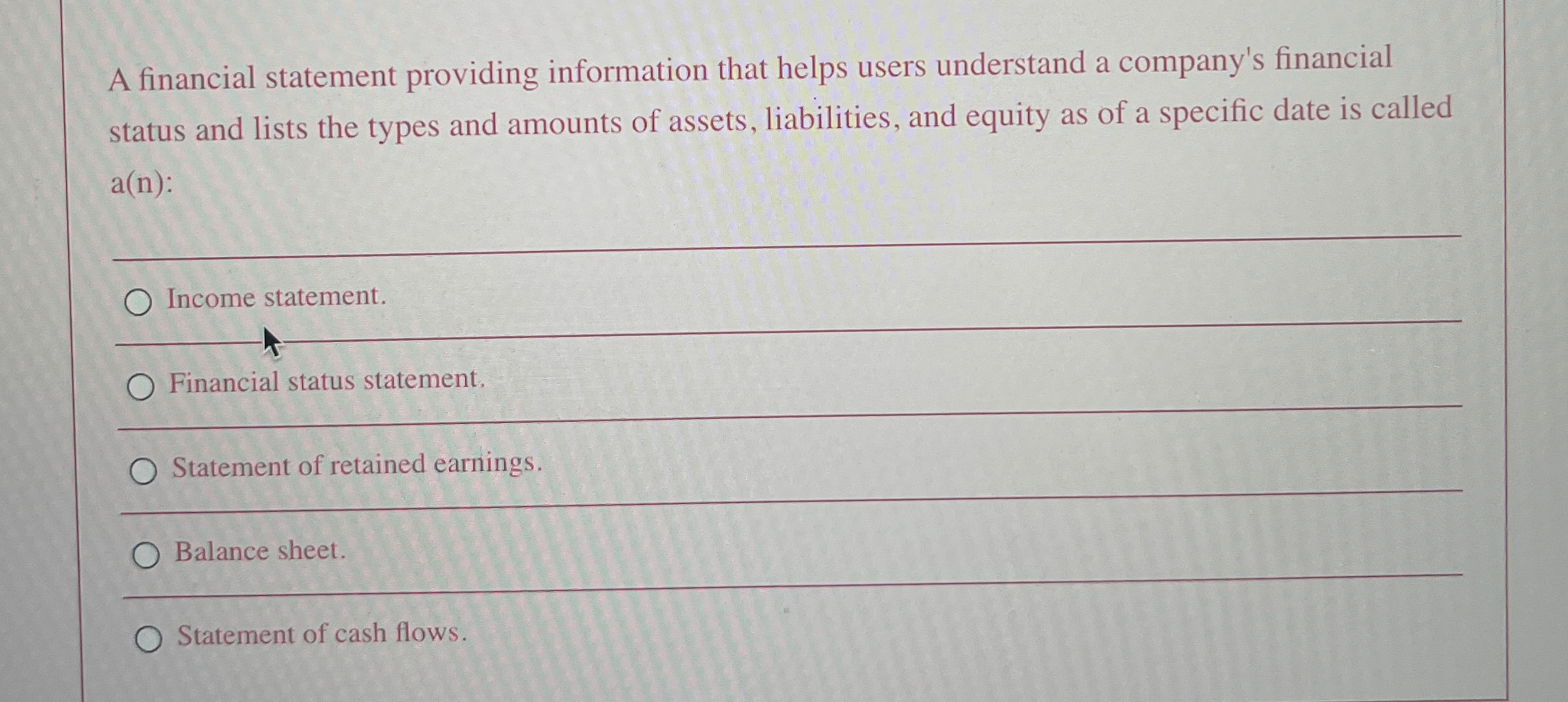 A financial statement providing information that helps users understand a company's