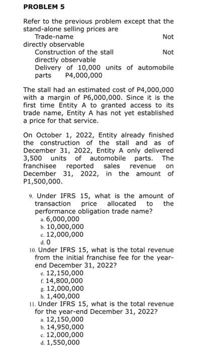  need answer Refer to the previous problem except that the stand-alone
