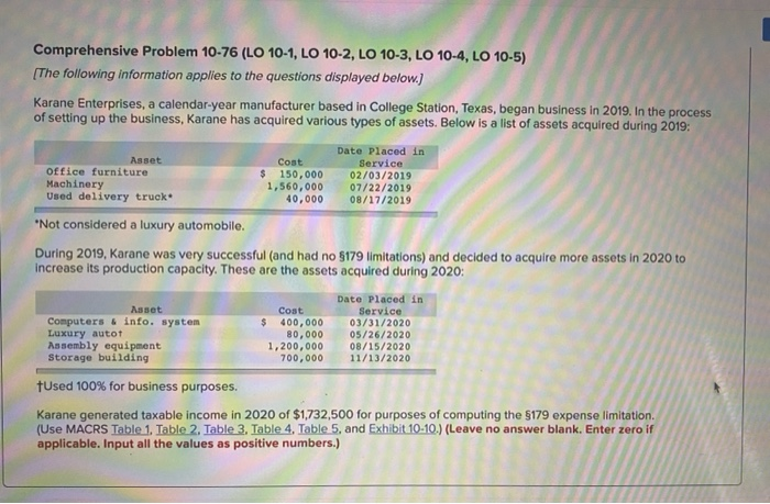  Comprehensive Problem 10-76 (LO 10-1, LO 10-2, LO 10-3, LO 10-4,