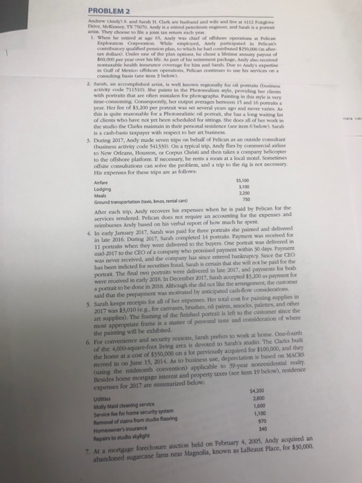  PROBLEM 2 Andeew (Andy) S and Sarah H. Clark are hwaslband