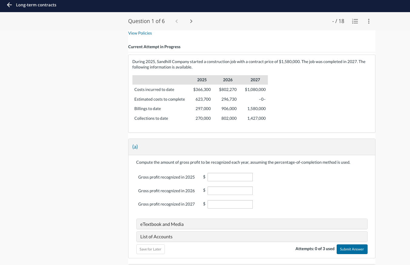  Current Attempt in Progress During 2025, Sandhill Company started a construction