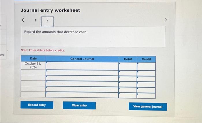 October 31, 2024, Gibson Company's general ledger shows a cash account balance