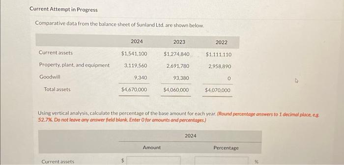can u please answer this Current Attempt in Progress Comparative data from