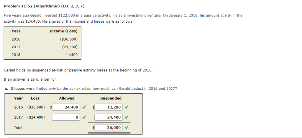 Please help me solve this Problem 11-52 (Algorithmic) (LO. 2, 3, 7)