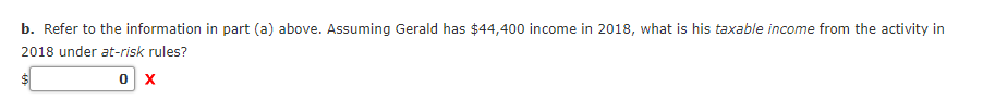 Five years ago Gerald invested $122,000 in a passive activity, his sole