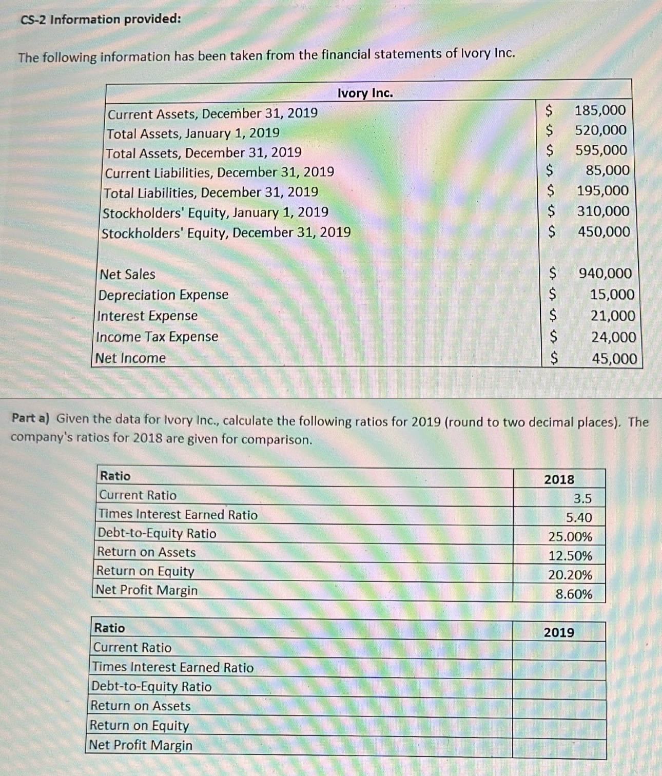  please fill in the table, thank you. CS-2 Information provided: The
