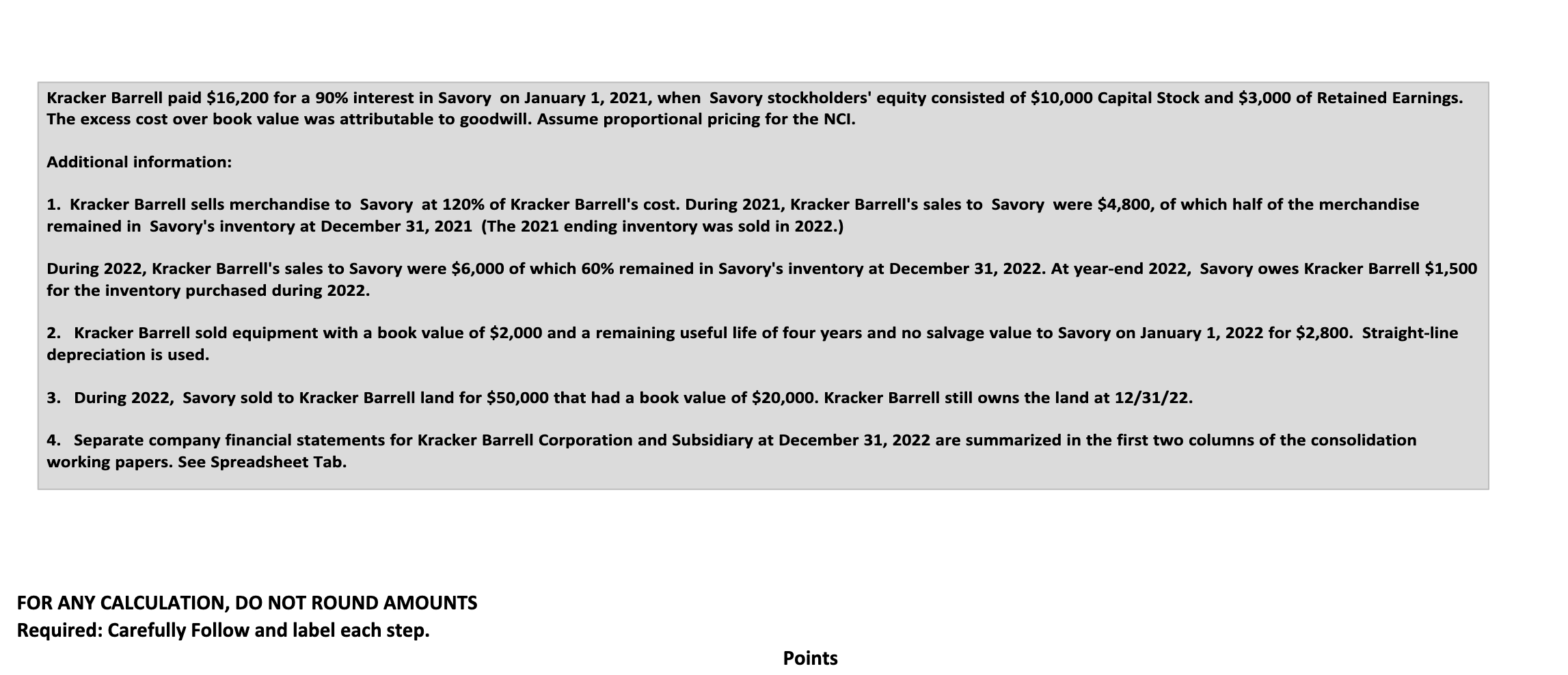 Appropriate formulas, including cell references must be presented. "data that appears to