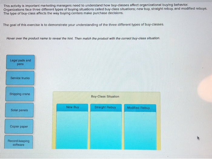  This activity is important marketing managers need to understand how buy-classes