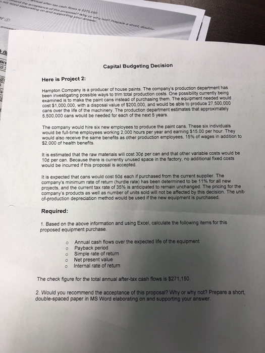  I need help setting up bullet point 5, the internal rate