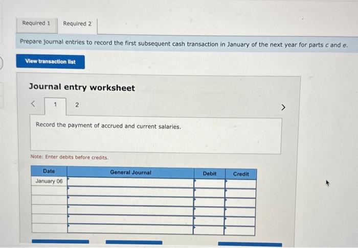 cash transaction in January of the next year for parts c and