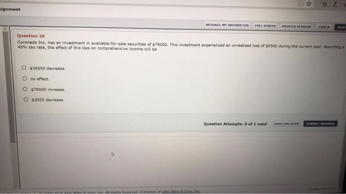  ignment MESSAGE MY INSTRUCTOR FULL SCREEN PRINTER VI RSION BACK Question