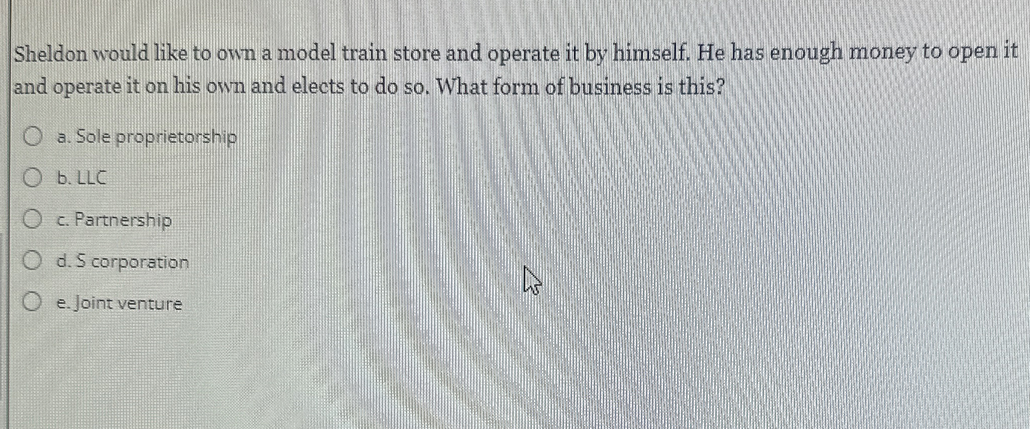  Sheldon would like to own a model train store and operate