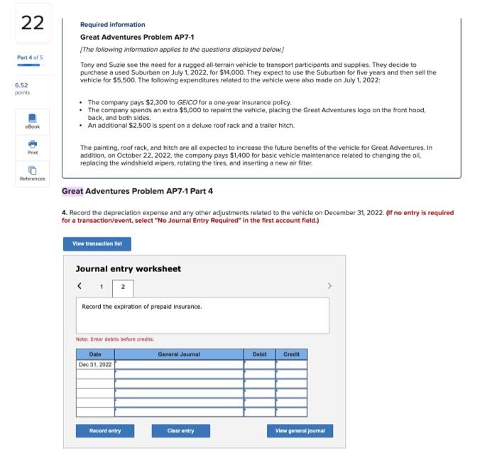 please help asap 22 Required information Great Adventures Problem AP7-1 The following