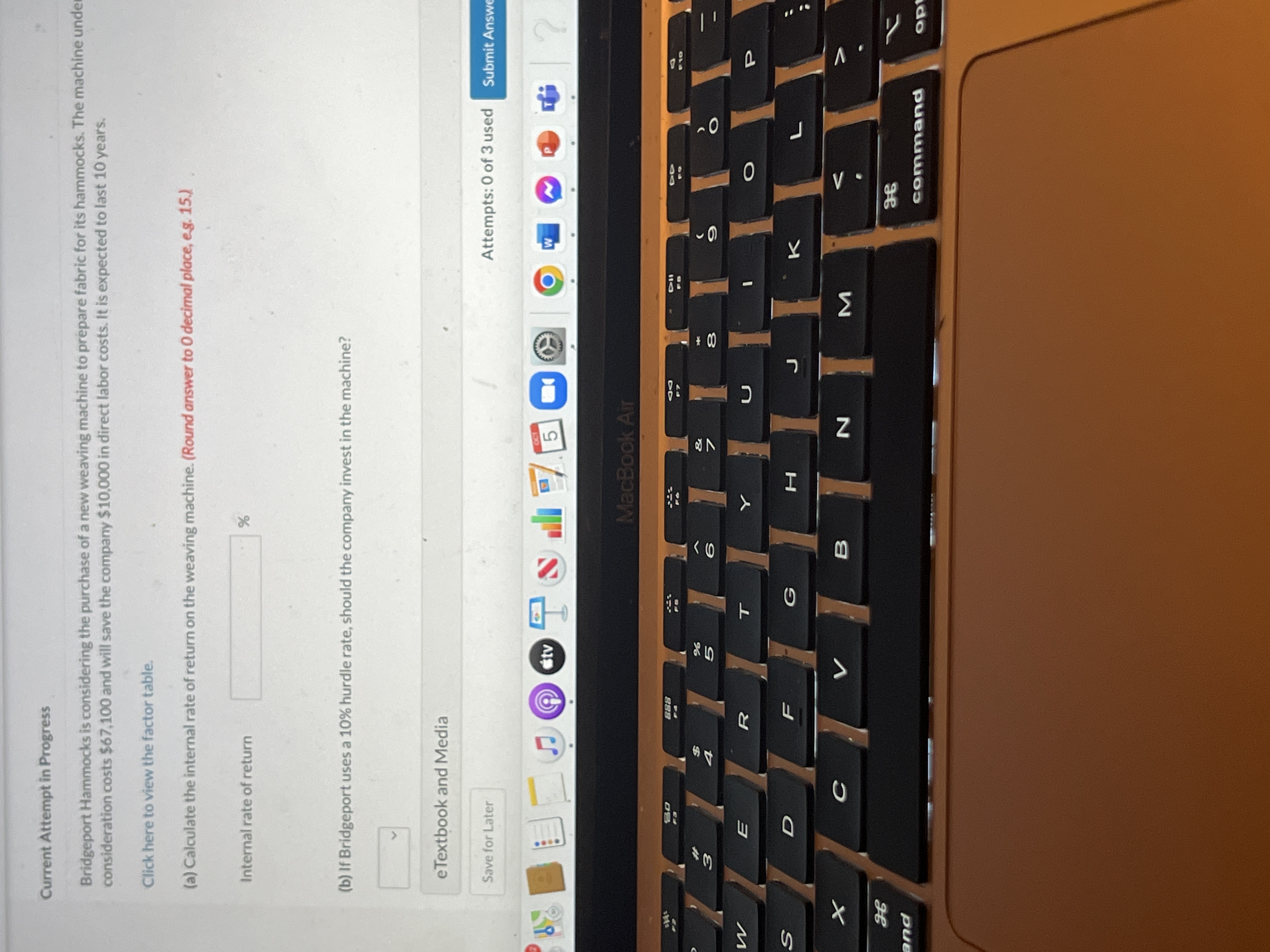  Current Attempt in Progress Bridgeport Hammocks is considering the purchase of