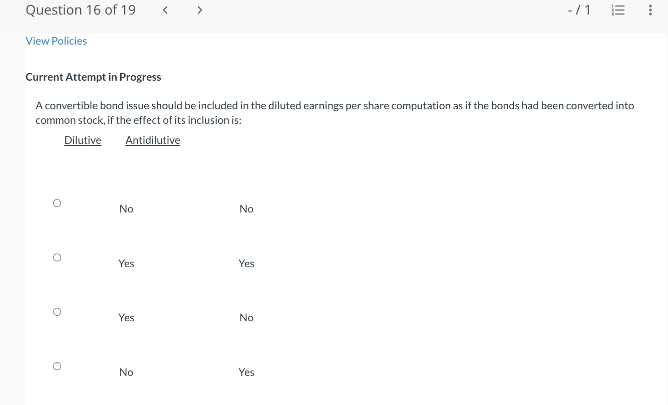 Current Attempt in Progress A convertible bond issue should be included