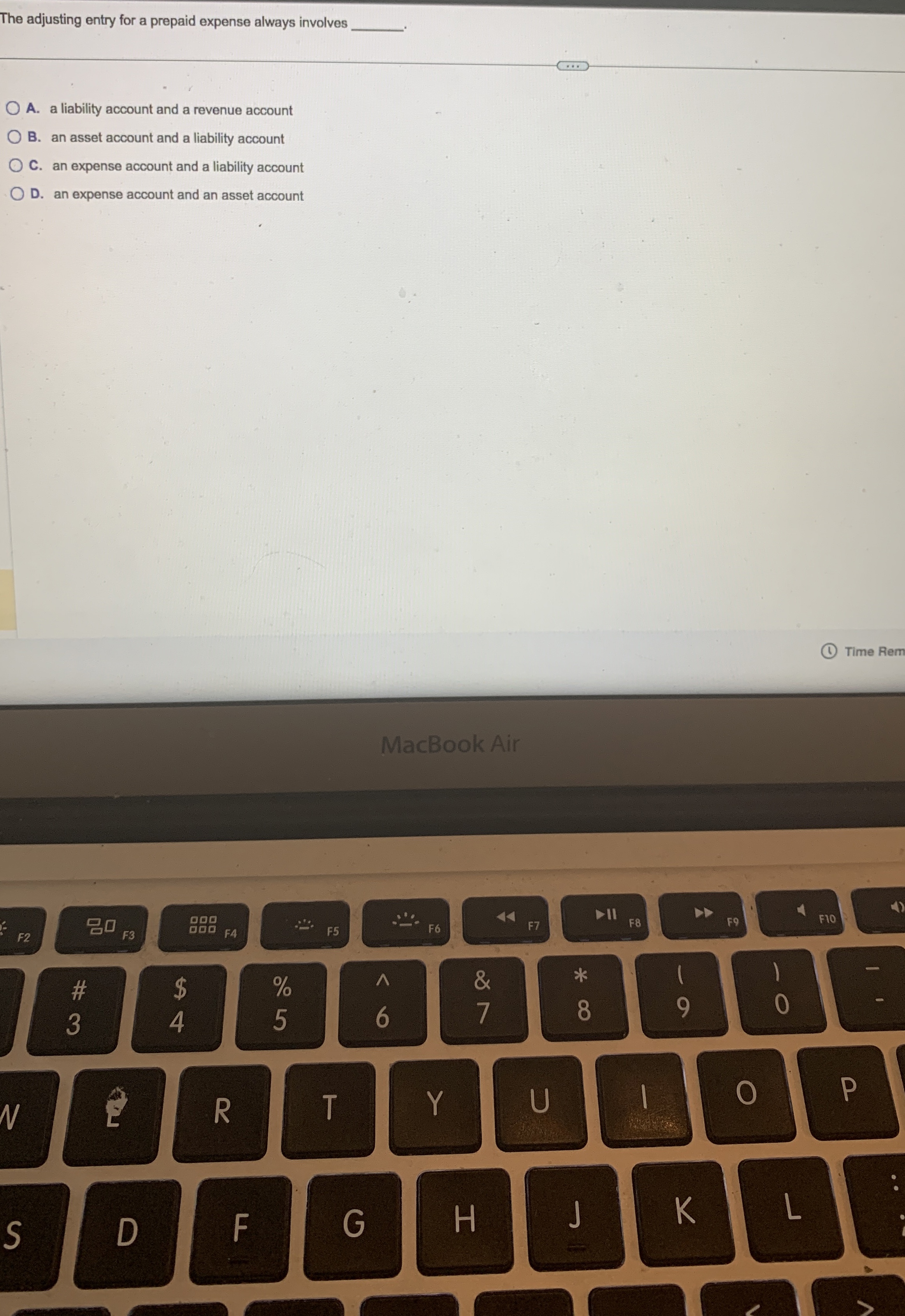  The adjusting entry for a prepaid expense always involves A. a