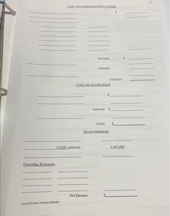 had the following account balances for the quarter ending March 31 acyured: