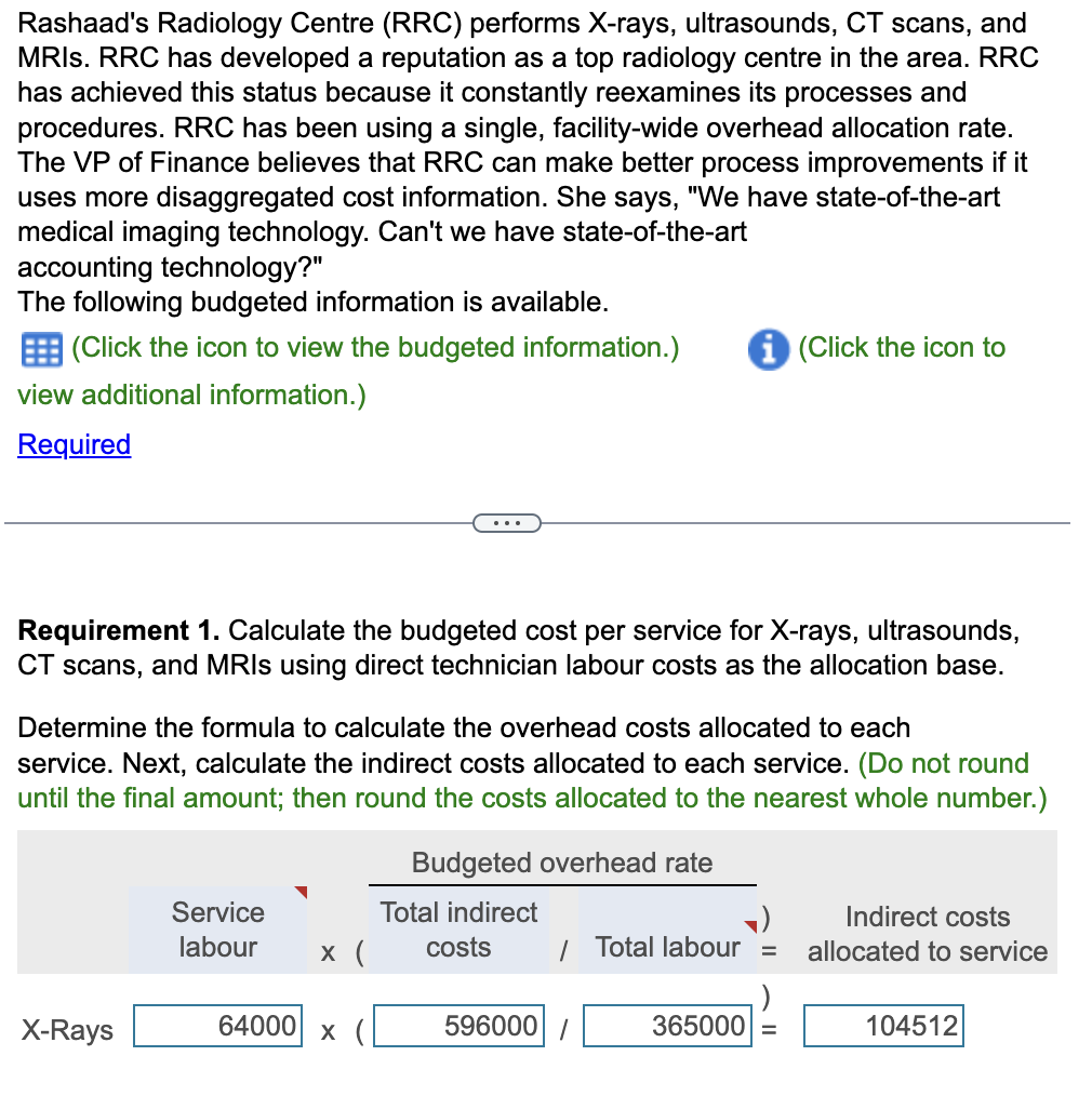  Rashaad's Radiology Centre (RRC) performs X-rays, ultrasounds, CT scans, and Budgeted