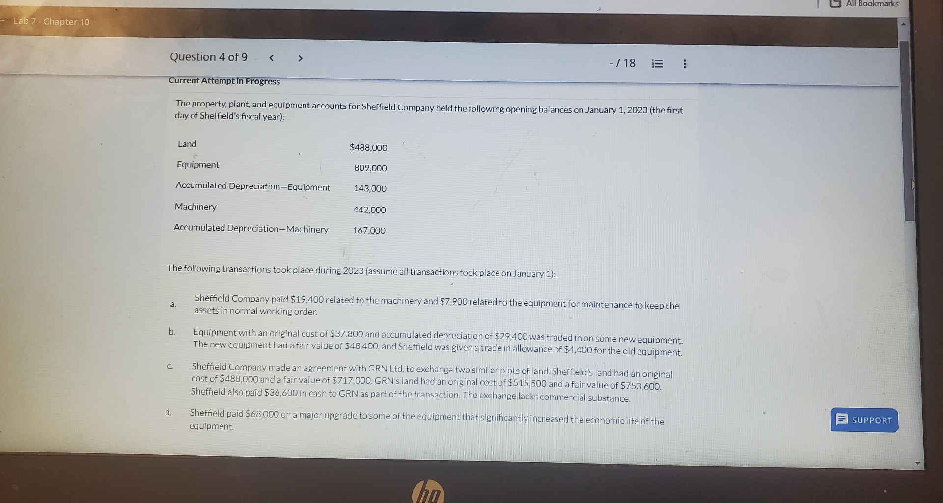  Lab 7- Chapter 10 Question 4 of 9 -18 Current Attempt