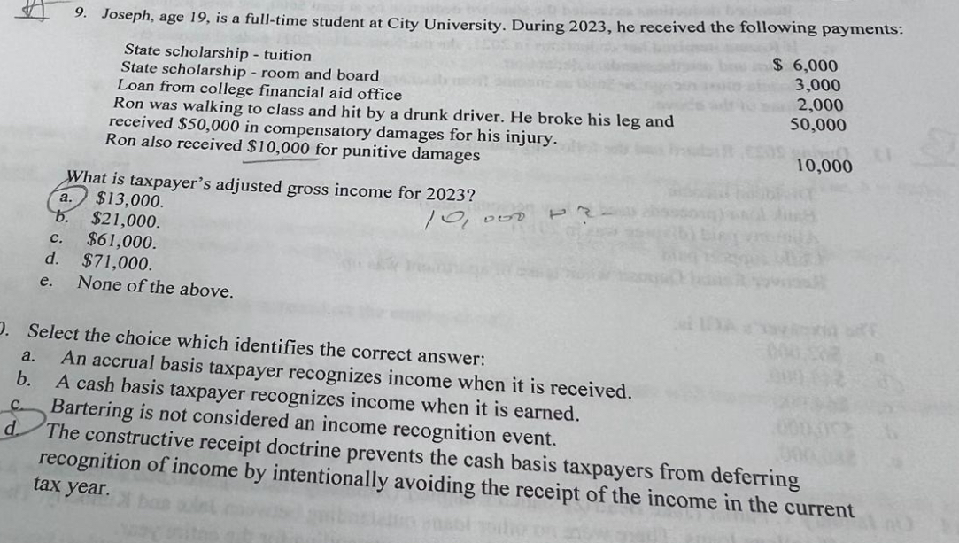  Joseph, age 19, is a full-time student at City University. During