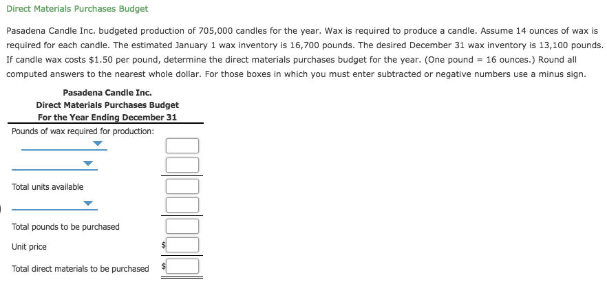 Please Help With these two questions, 1. 2. Direct Materials Purchases Budget
