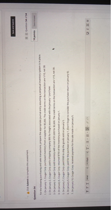  Save and Submit Click Submit to complete this assessment. Question 54