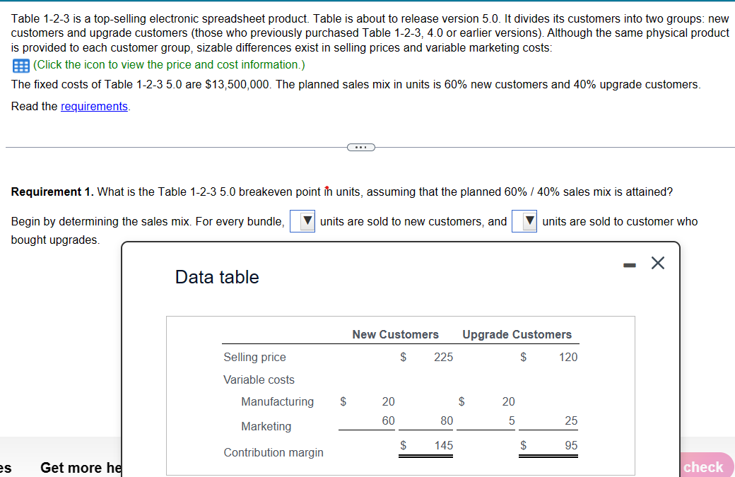 Table 1-2-3 is a top-selling electronic spreadsheet product. Table is about