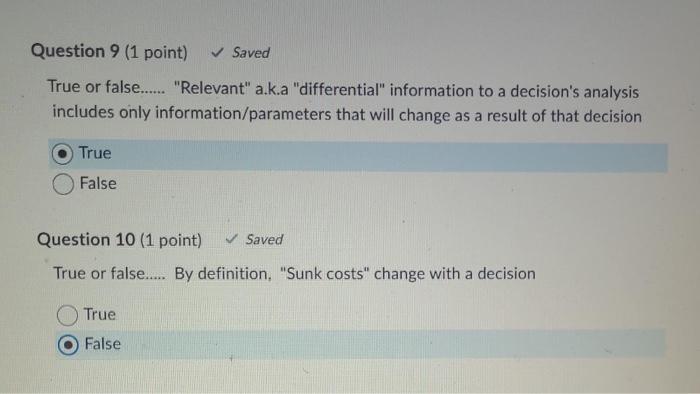 Saved True or false..... "Short term" projects are defined in this course