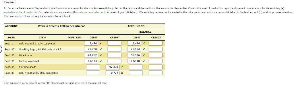 Work in Process Account Data for Two Months; Cost of Production Reports