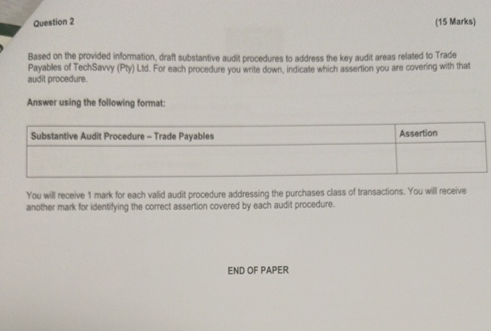  Question 2 (15 Marks) Based on the provided information, draft substantive