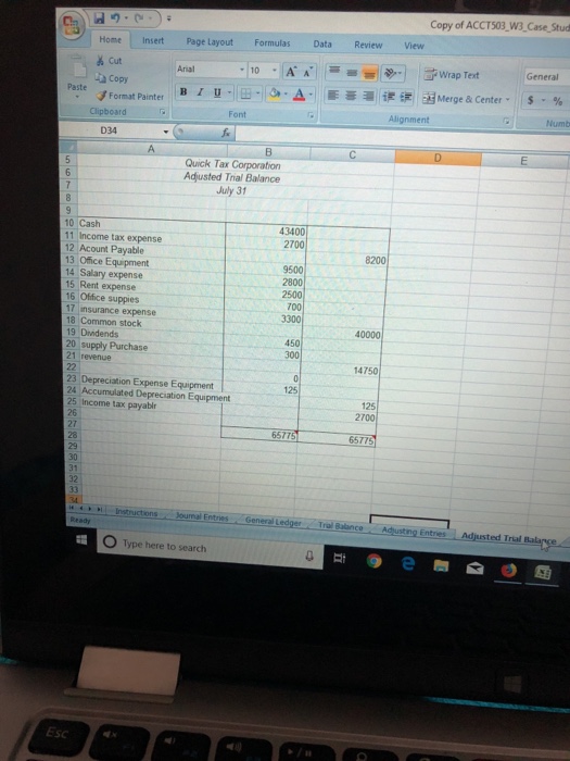  What would the financial statement be based on the adjusted trial