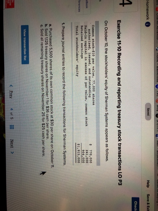  Homework 6 Help Save & Exit Check Exercise 11-10 Recording and