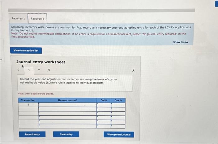 follows: Required: 1. Determine the carrying value of inventory at year-end, assuming