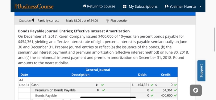  Business Course * Return to course ! My Subscriptions Yosimar Huerta