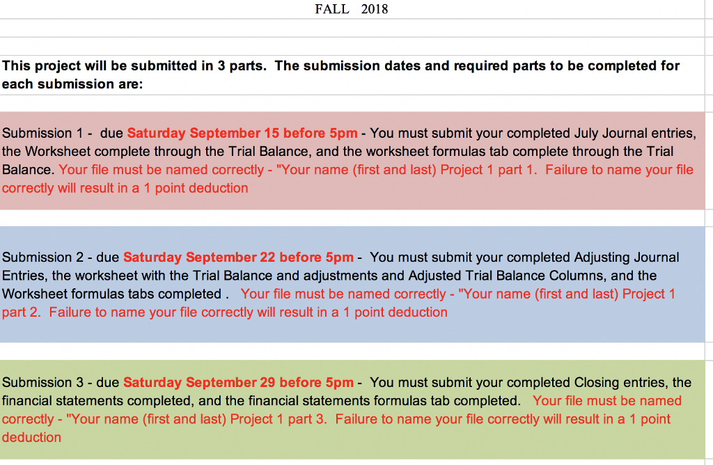  WORKSHEET FORMULAS NEEDED FALL 2018 This project wil be submitted in
