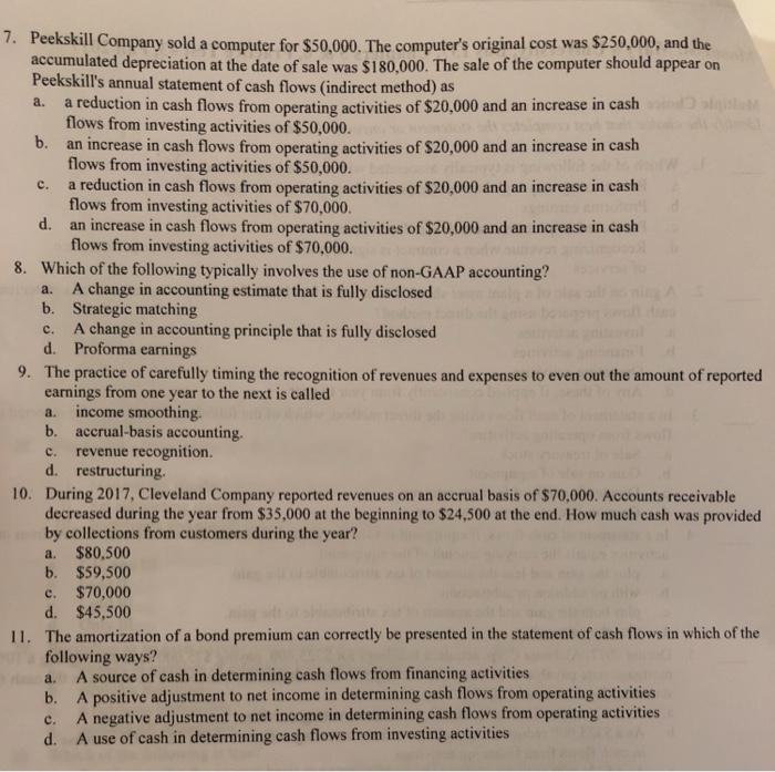  7. Peekskill Company sold a computer for $50,000. The computer's original