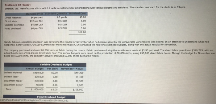 Price $4 per yard 12 per DLH Variable overhead$4 per DLH $6
