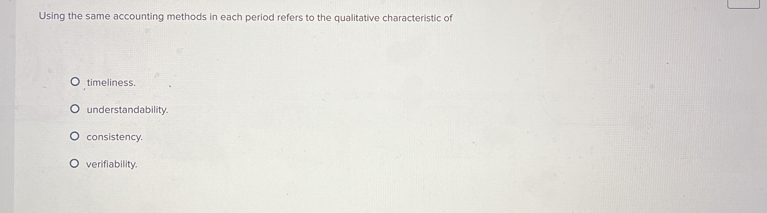  Using the same accounting methods in each period refers to the