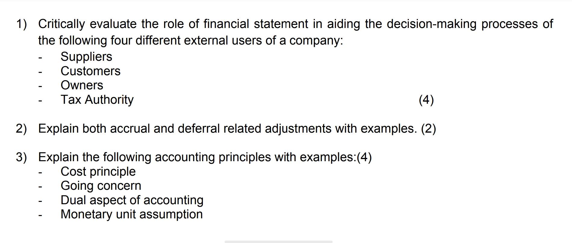 Please write me original answer 1) Critically evaluate the role of financial